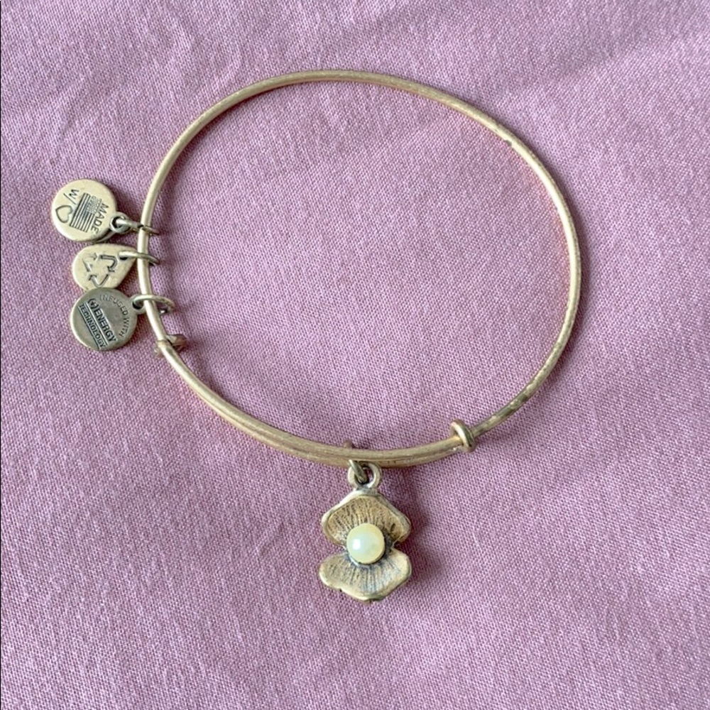 Alex and Ani Gold & Pearl Oyster Bangle
